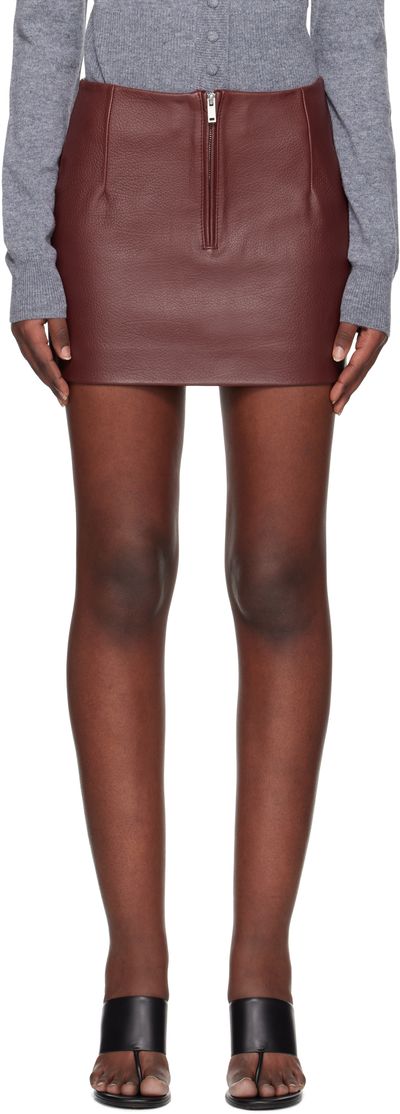 REMAIN Birger Christensen REMAIN Birger Christensen Burgundy Bonded Leather Miniskirt