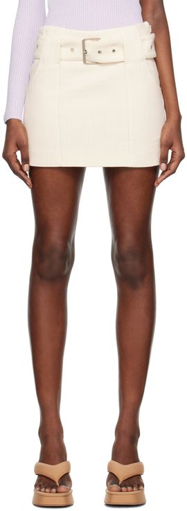 REMAIN Birger Christensen REMAIN Birger Christensen Off-White Belted Miniskirt