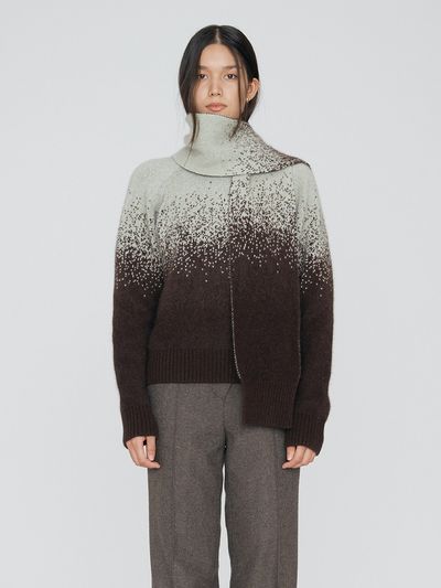 REMPLACEMENT Gradation Jacquard Muffler - Mint Brown