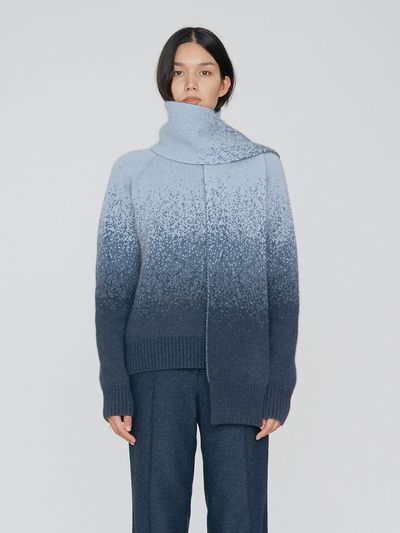 REMPLACEMENT Gradation Jacquard Muffler Indigo Denim