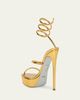 Rene Caovilla 130mm Metallic Leather Platform Snake-Wrap Sandals - 2