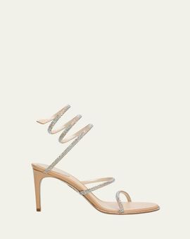 Rene Caovilla 80mm Cleo Embellished Leather Snake-Wrap Sandals