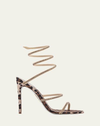 Rene Caovilla Cleo Animalier 105MM Satin Sandals