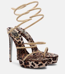 Rene Caovilla Rene Caovilla Cleo embellished satin platform sandals
