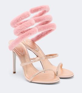 Rene Caovilla Rene Caovilla Cleo embellished shearling-trimmed sandals