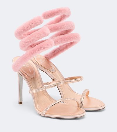 Rene Caovilla Rene Caovilla Cleo embellished shearling-trimmed sandals