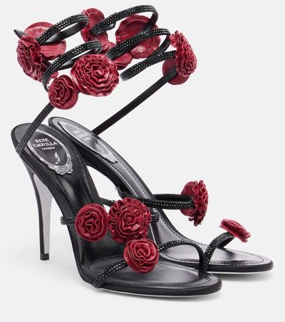 Rene Caovilla Rene Caovilla Cleo floral-appliquÃ© satin sandals
