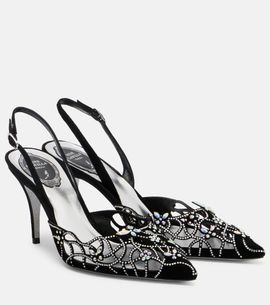 Rene Caovilla Rene Caovilla Embellished suede slingback pumps