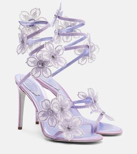 Rene Caovilla Rene Caovilla Floriane floral-appliqué satin sandals