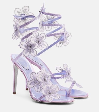 Rene Caovilla Rene Caovilla Floriane floral-appliqué satin sandals