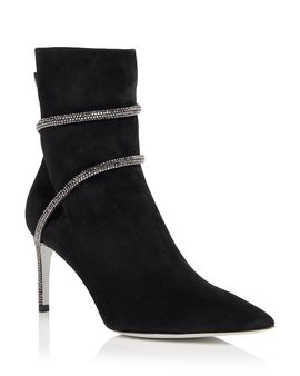 Rene Caovilla Rene Caovilla Women's Embellished Suede Stiletto Ankle Boots