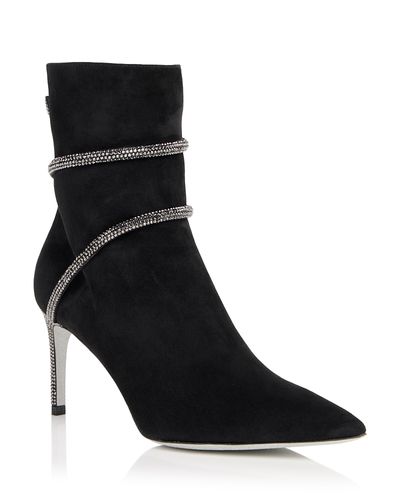 Rene Caovilla Rene Caovilla Women's Embellished Suede Stiletto Ankle Boots