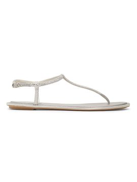 Rene Caovilla Women's Diana Crystal-Strap Silk Flat Sandals
