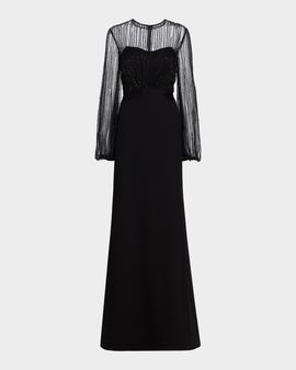 Rene Ruiz Collection Beaded Illusion Trumpet Gown
