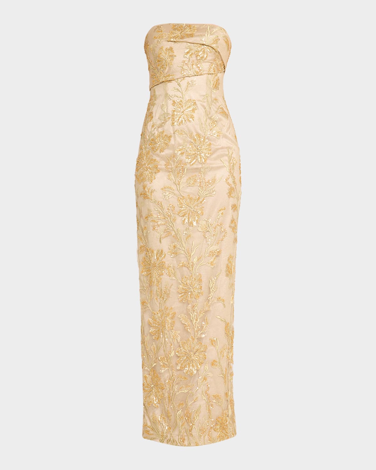Rene Ruiz Collection Embellished Floral Strapless Column Gown