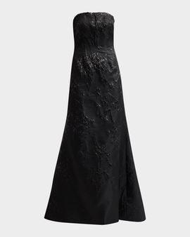Rene Ruiz Collection Embellished Jacquard Strapless Gown