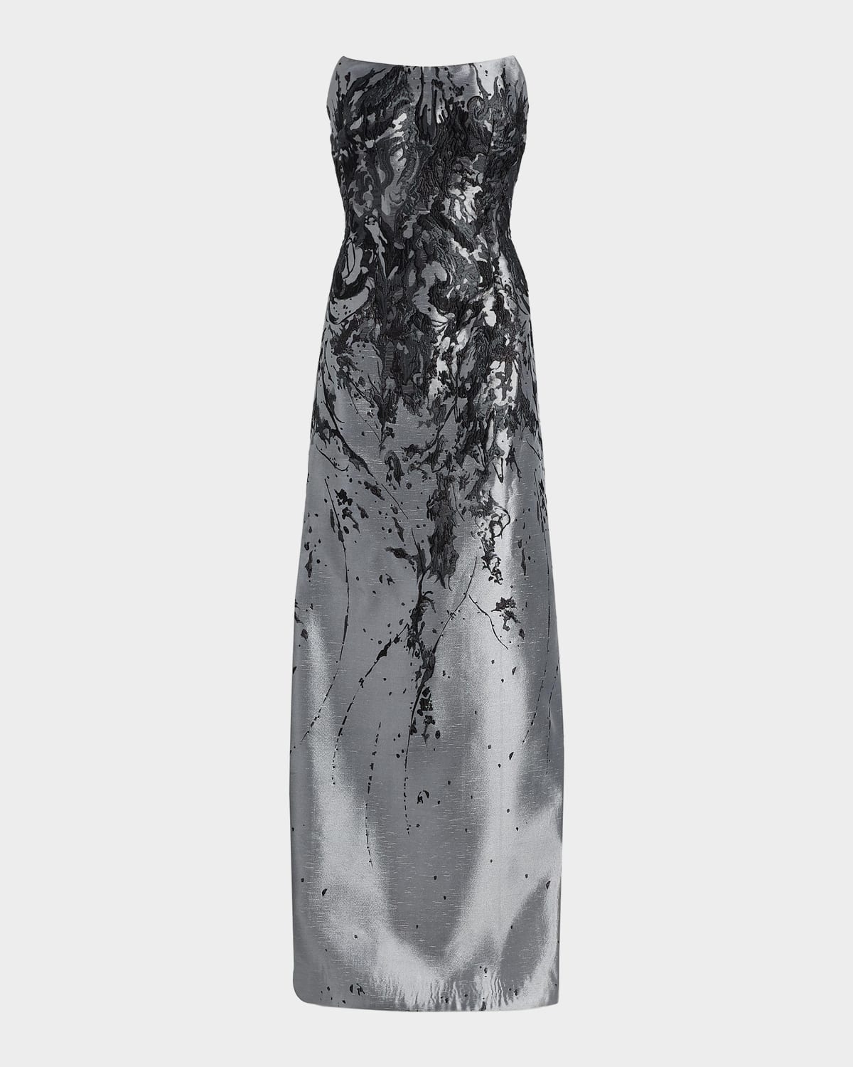 Rene Ruiz Collection Gathered Brocade Strapless A-Line Gown