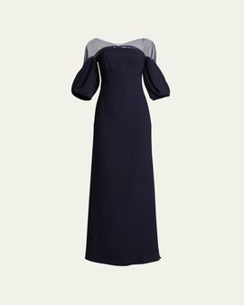 Rene Ruiz Collection Mesh Illusion Crepe Gown