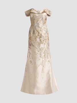 Rene Ruiz Collection Rene Ruiz Collection Women's Jacquard Off-the-Shoulder Mermaid Gown