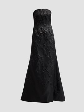 Rene Ruiz Collection Women's Embellished Jacquard Strapless Gown