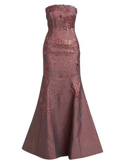 Rene Ruiz Collection Women's Floral Brocade Strapless Fit & Flare Gown