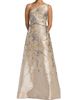 Rene Ruiz Collection Women's Floral Metallic Brocade One-Shoulder Gown - 3