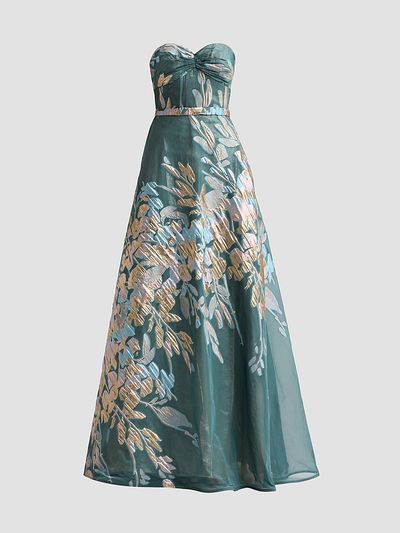 Rene Ruiz Collection Women's Floral Strapless Sweetheart Gown