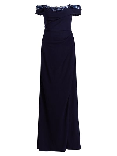 Rene Ruiz Collection Women's Off-The-Shoulder Crepe Gown