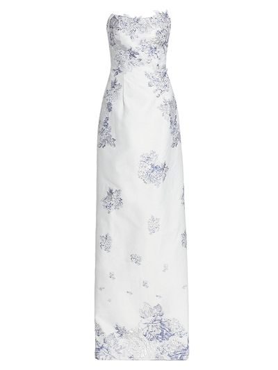 Rene Ruiz Collection Women's Strapless Floral Jacquard Mermaid Gown