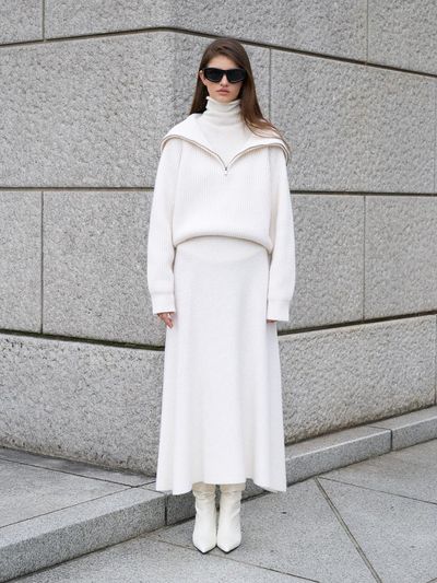 RENEJ Air Wool Pleated Long Skirt