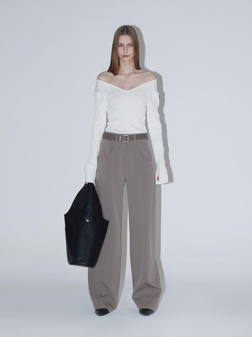 RENEJ Ava Curve Pants [GRAY]