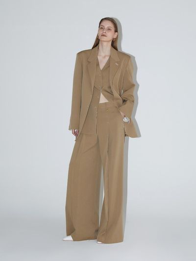 RENEJ Ava Pintuck Wide Pants [BEIGE]
