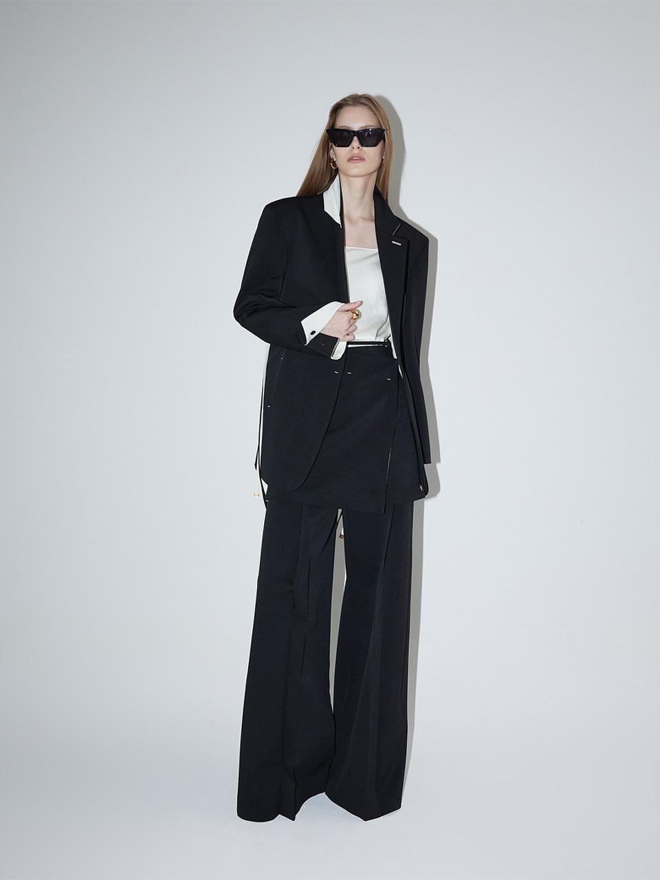 RENEJ Ava Pintuck Wide Pants [BLACK]