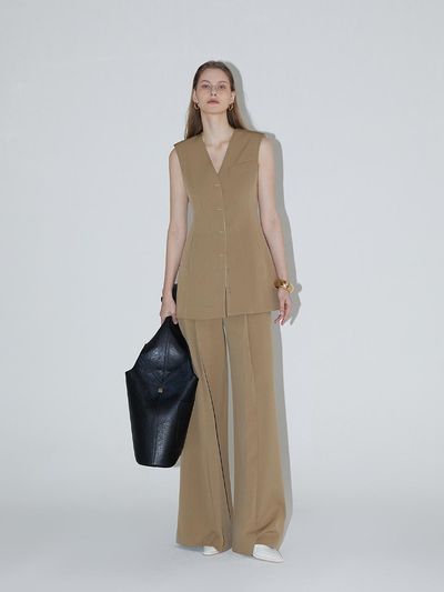 RENEJ Ava Vest Dress [BEIGE]