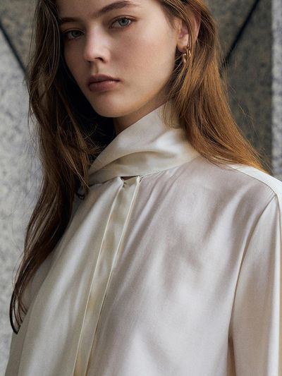 RENEJ Collar Scarf Tie Blouse