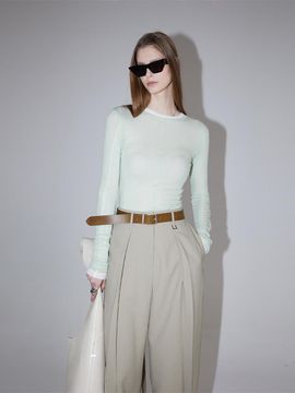 RENEJ Dean Pintuck Wide Pants [BEIGE]