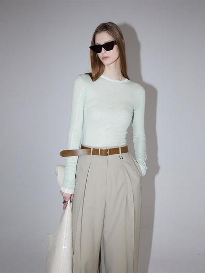 RENEJ Dean Pintuck Wide Pants [BEIGE]