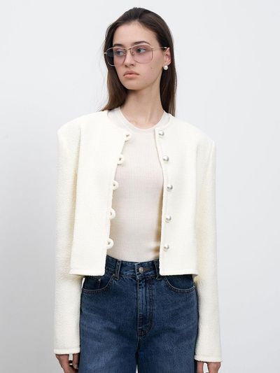 RENEJ Pearl Button Round Jacket