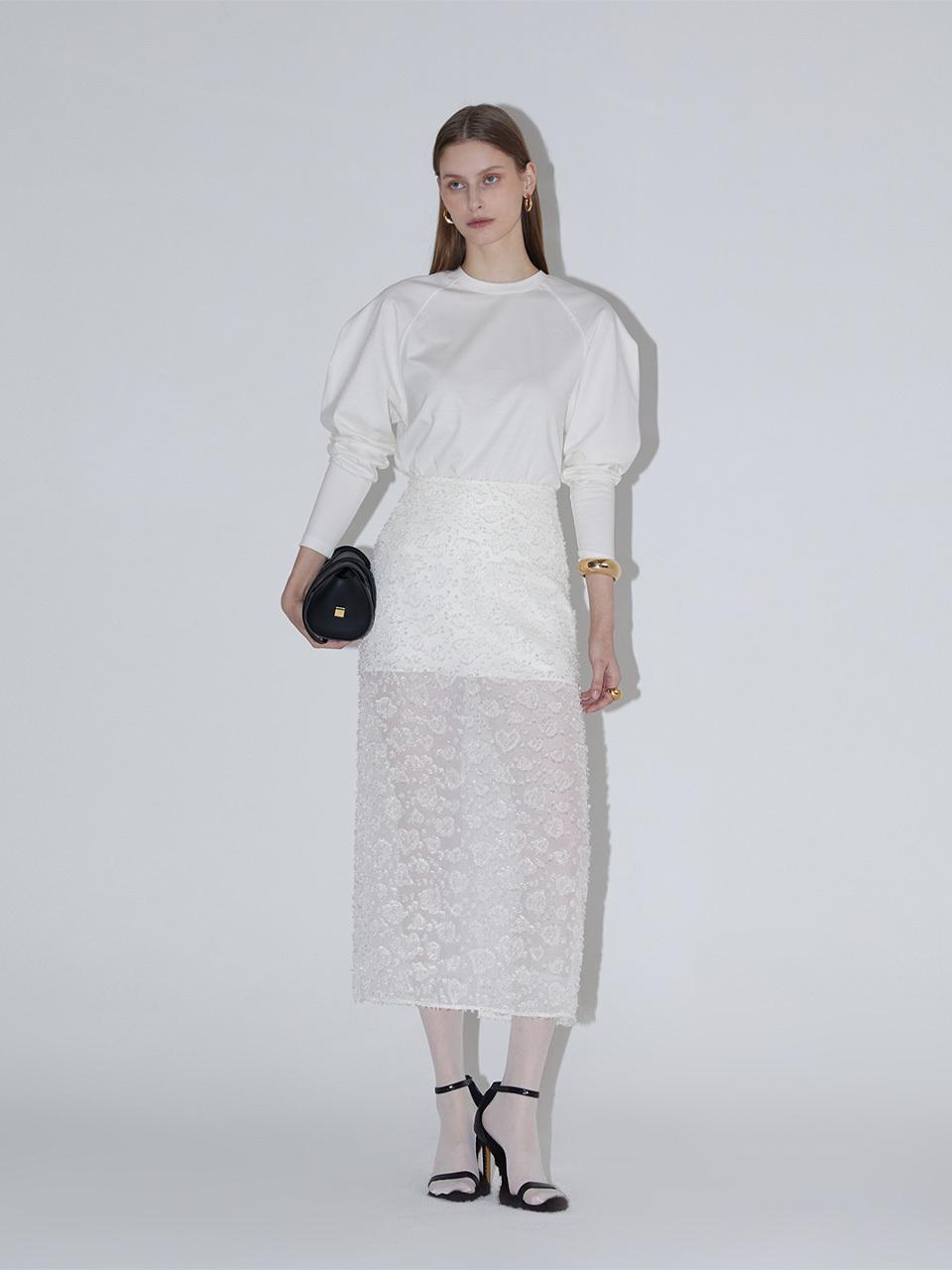 RENEJ Roro Sheer Midi Skirt