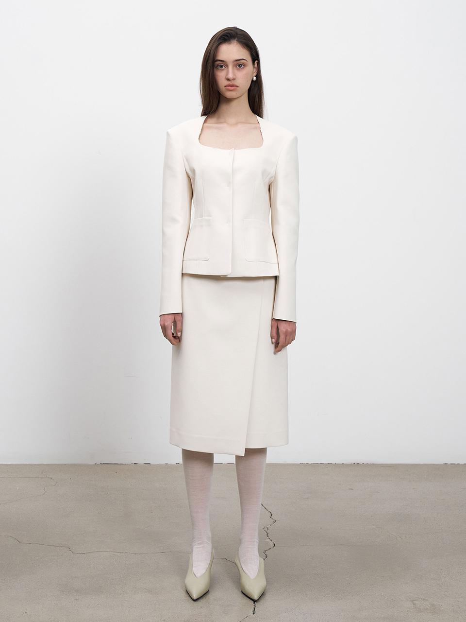 RENEJ Unbalanced Slit Wrap Skirt