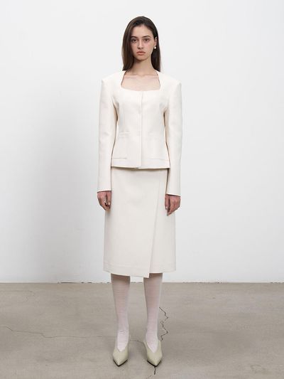 RENEJ Unbalanced Slit Wrap Skirt