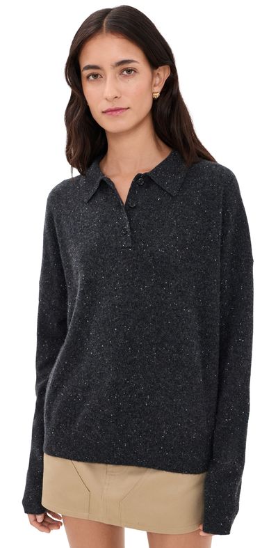 Renggli Renggli Cashmere Donegal Polo Charcoal Donegal
