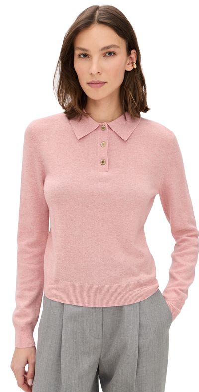 Renggli Renggli Cashmere Long Sleeve Polo Rose Quartz
