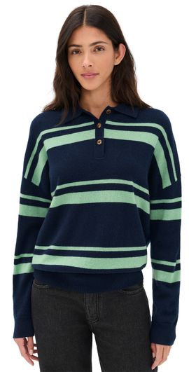 Renggli Renggli Cashmere Striped Polo Midnight/Jade