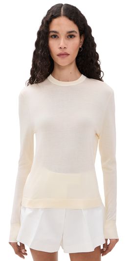 Renggli Renggli Silk Cashmere Blend Crew Neck Sweater Flat White