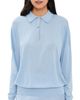 Renggli Renggli Silk Cashmere Boxy Long Sleeve Polo Azure - 1