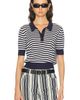 RENGGLI RENGGLI Silk Cashmere Stripe Knit Polo Top - 1
