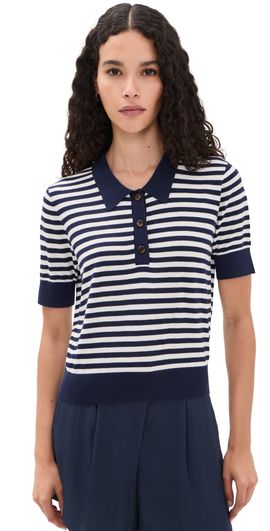 Renggli Renggli Stripe Knit Polo Midnight/Chalk