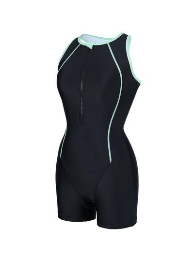 renomaswim Half-Zip 2-Piece Tankini Swimsuit [Black] (RN-LS2F543-BK)