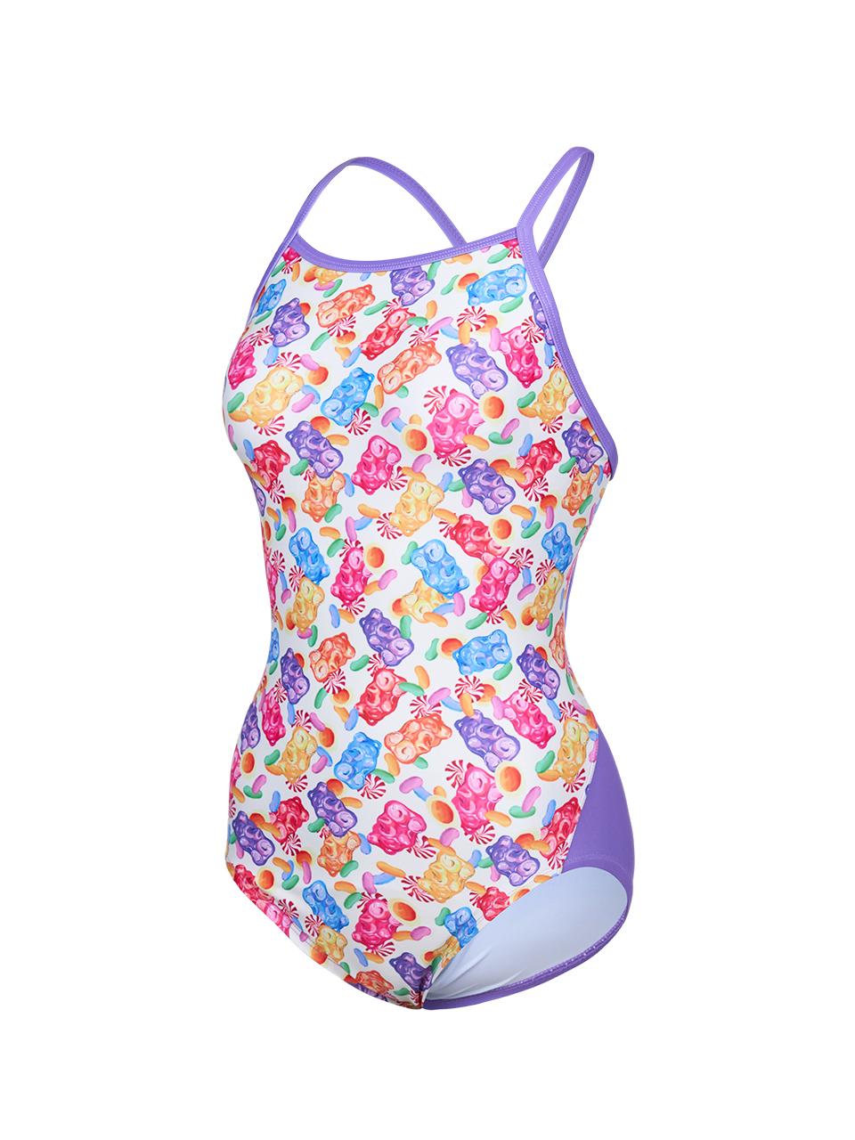 renomaswim Jelly Double X-Back Strap One-Piece Swimsuit [Purple] (RN-LS2F507-PP)